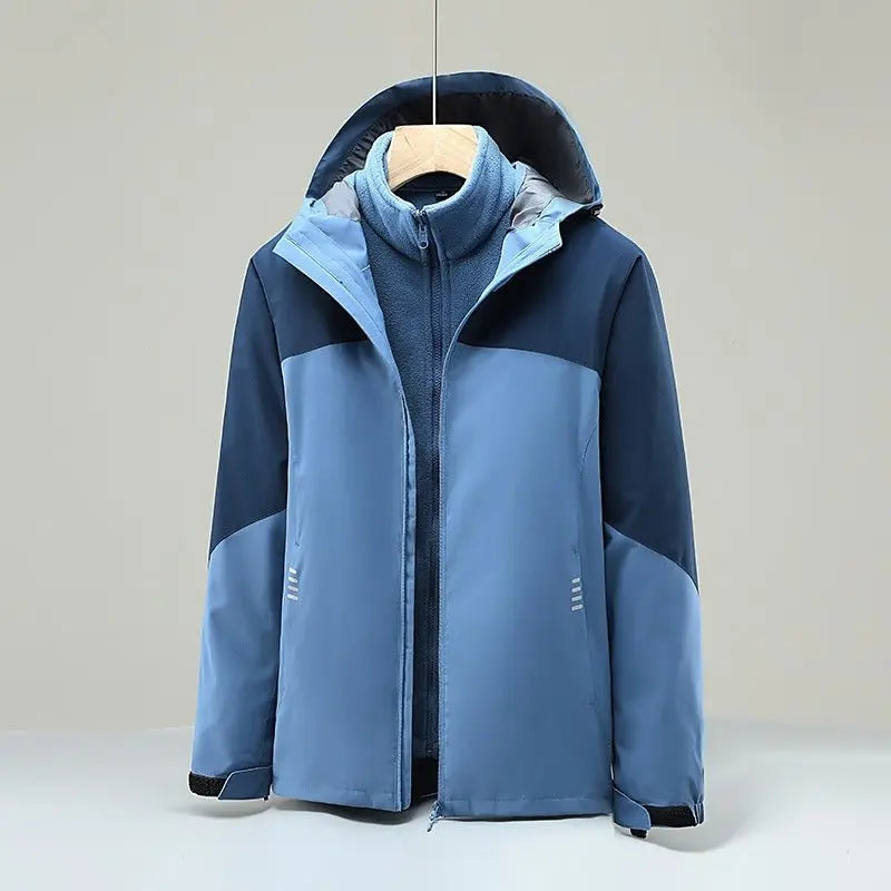 Plush Thickened 3 In 1 Ski Suit Wind Proof Fleece Coat Mountaineering Suit - Premium Coats & Jackets for sale