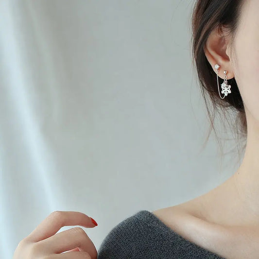 S925 sterling silver snowflake earrings