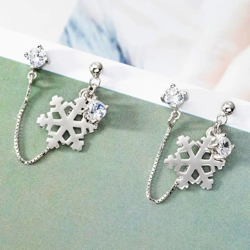 S925 sterling silver snowflake earrings require two ear holes, earrings, fashion, fashion Christmas ear, 9450 - Premium accessories for sale