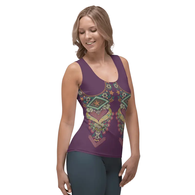 Sublimation Cut & Sew Tank Top - Indian ornament full - Premium Shirts & Tops for sale