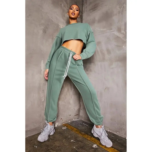 Two - piece Long - sleeved Short Top And Trousers Sports Suit - Premium Sports Uniforms for sale