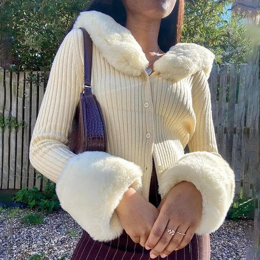 Winter Fluffy Faux Fur Knitted Top Coats and Jackets