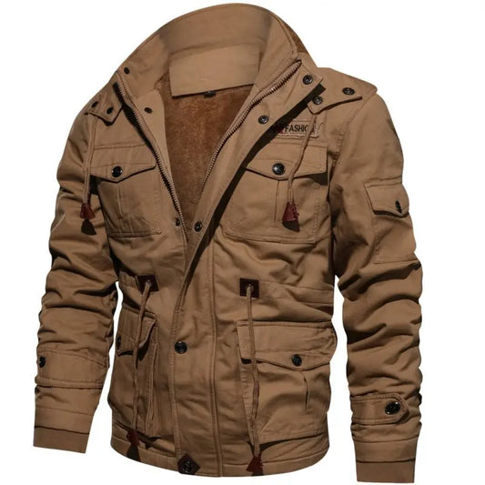 Winter Military Jacket Men Casual Thick Thermal Coat Army Pilot Jackets Air Force Cargo Outwear Fleece Hooded