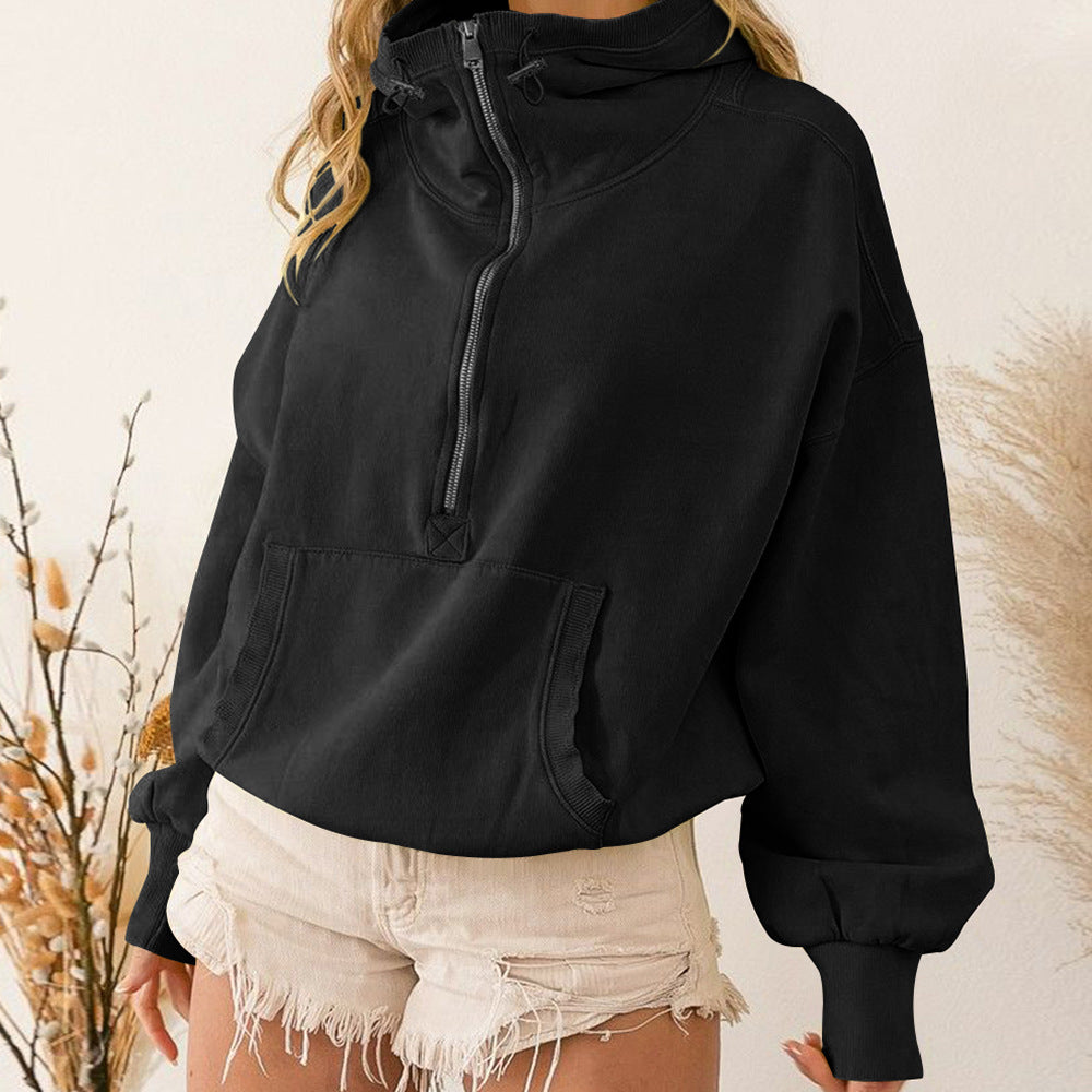 Hooded Sweater Women Clothing Tide Brand Sports Hoodie Zipper Drawstring Long Sleeve Top Coat