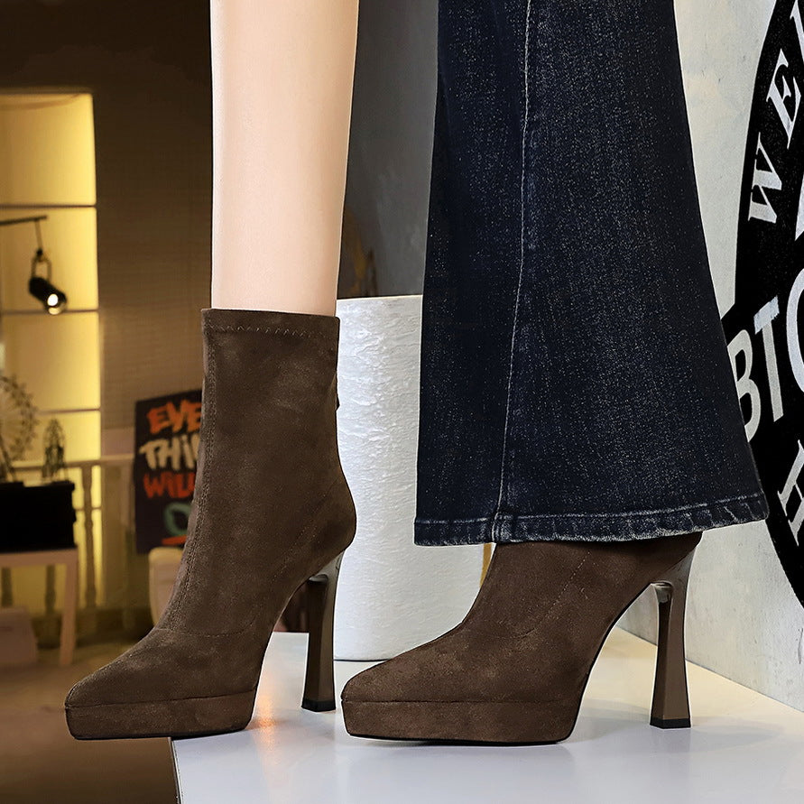 Women's Waterproof Platform Ankle Boots with Chunky Heel
