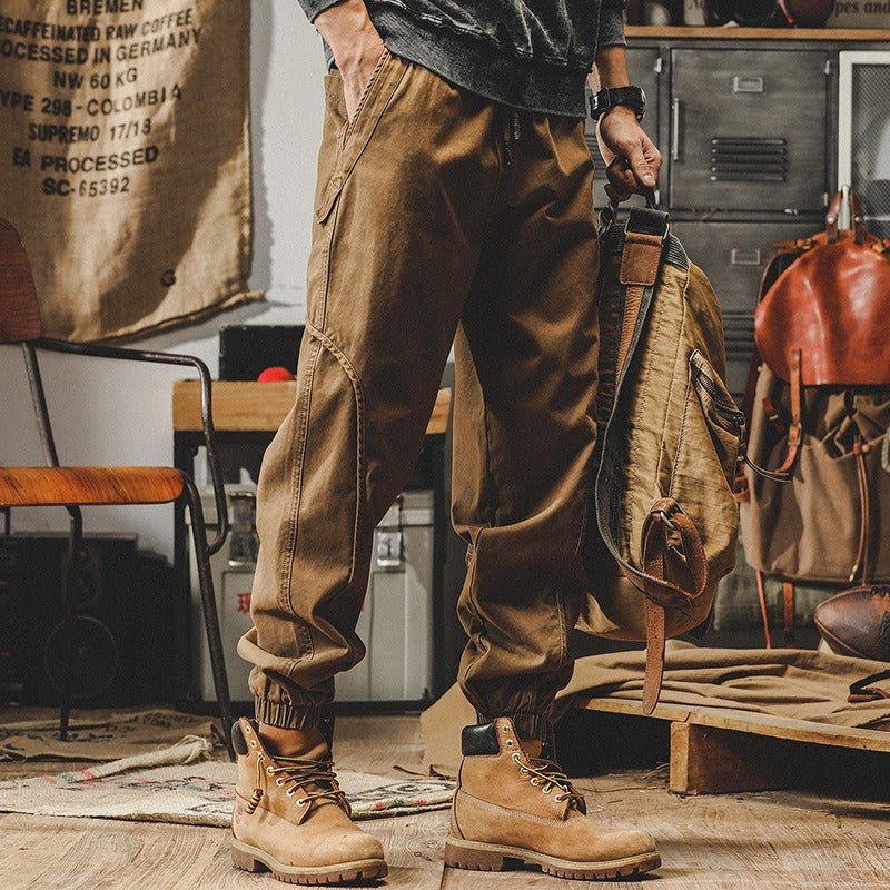 American Heavyweight Retro Work Pants Men's Autumn Loose Large Casual Pants Men's Spring and Autumn Wide Leg Strap Halen Pants