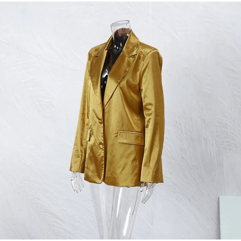 Autumn Gold Color Blazer Jacket For Women