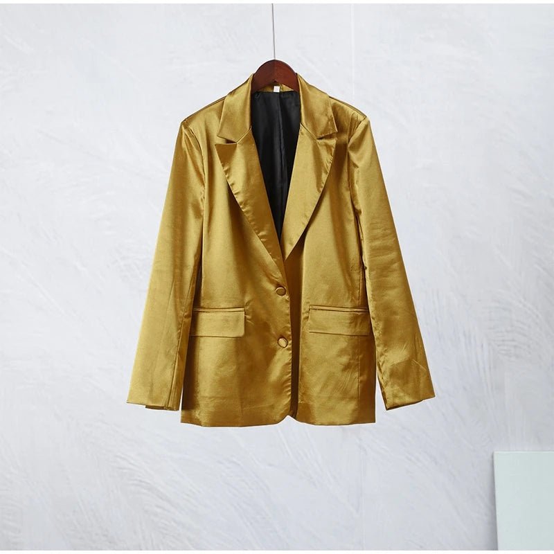 Autumn Gold Color Blazer Jacket For Women