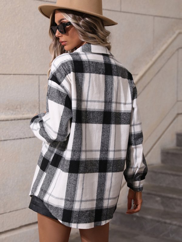 Autumn Plaid Brushed Shirt College All Matching Casual Cardigan