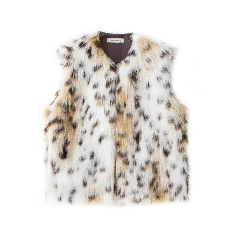 Autumn Winter Artificial Fur Effect Vest Loose Casual Sleeveless Top Women