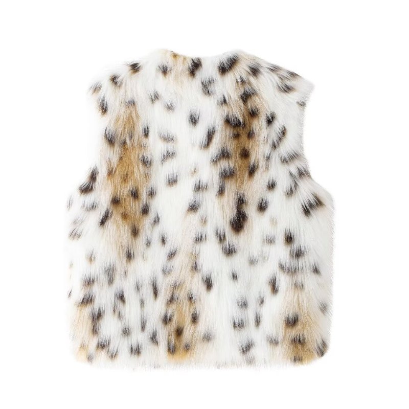 Autumn Winter Artificial Fur Effect Vest Loose Casual Sleeveless Top Women