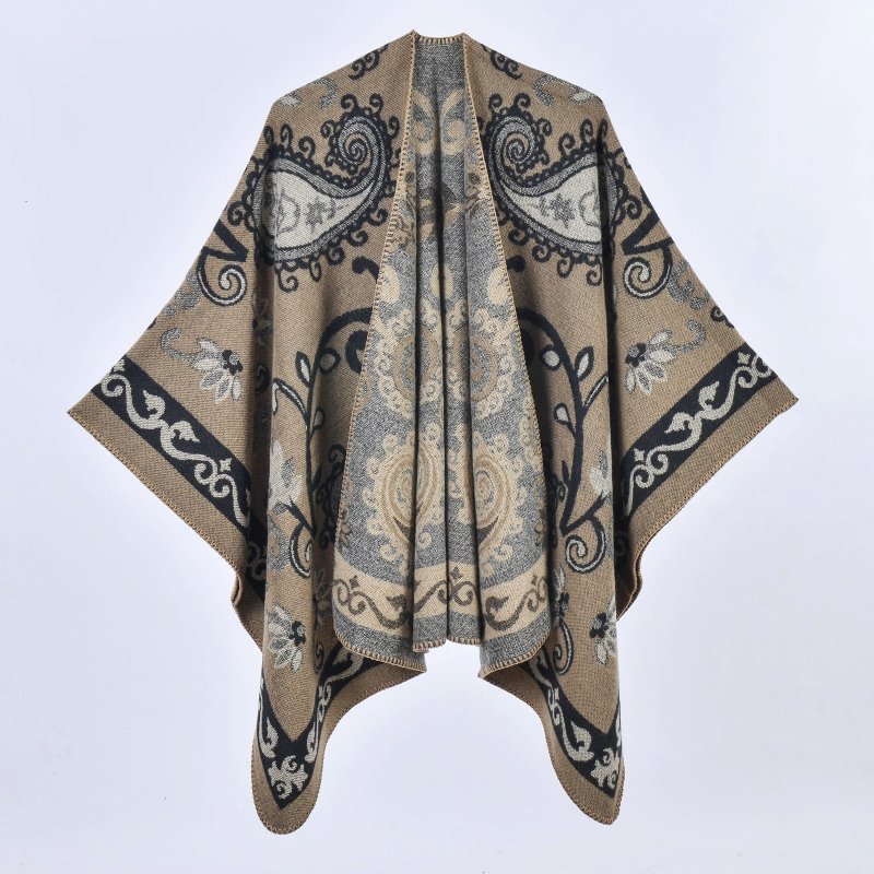 Autumn Winter Retro Paisley Thick Shawl Street Cloak Scarf