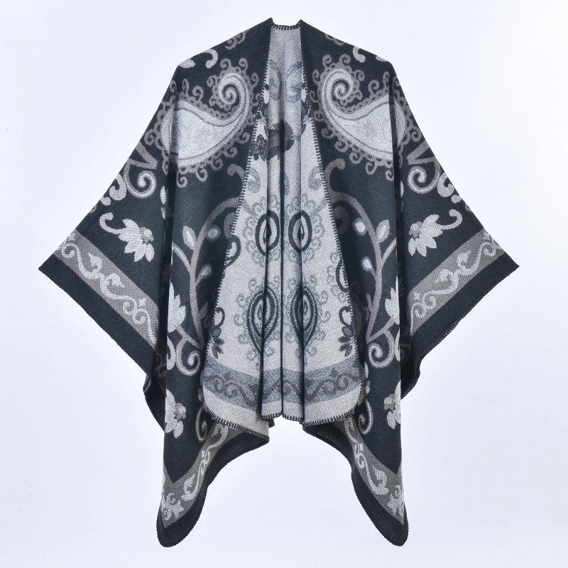 Autumn Winter Retro Paisley Thick Shawl Street Cloak Scarf