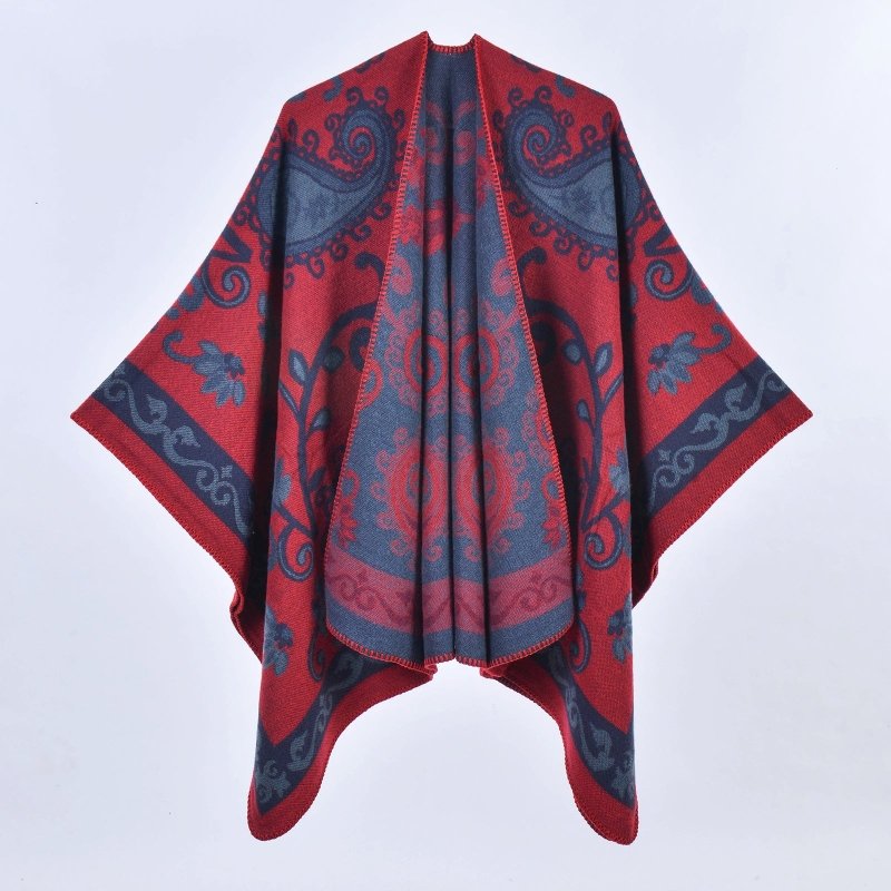 Autumn Winter Retro Paisley Thick Shawl Street Cloak Scarf