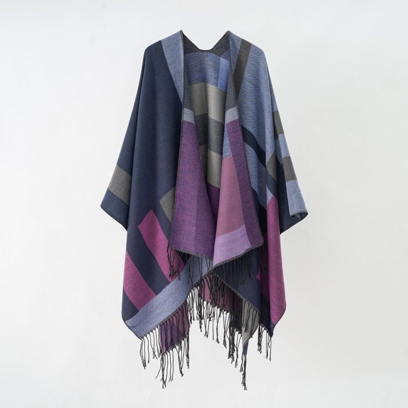 Autumn Winter Wild Keeping Warm Dual Purpose Tassel Plaid Shawl Cape Air Conditioned Room Blanket