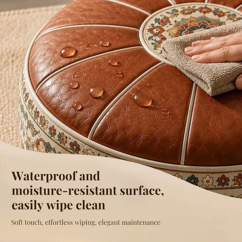 Bohemian PU Leather Pouf Cover – Unfilled, 53 cm - Premium Pouf Covers for sale