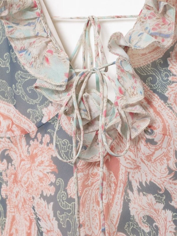 Boho Floral Maxi Dress - Elegant V - Neck Backless Vacation Dress with Paisley Print - Premium Dresses for sale