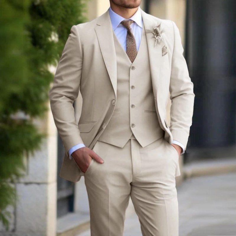 Brand Classic Men Suit 3 Pieces Fashion Slim Fit Blazer Vest - Premium Activewear for sale