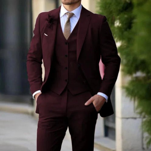 Brand Classic Men Suit 3 Pieces Fashion Slim Fit Blazer Vest - Premium Activewear for sale