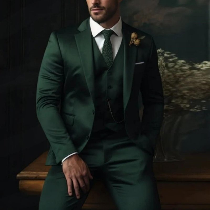 Brand Classic Men Suit 3 Pieces Fashion Slim Fit Blazer Vest - Premium Activewear for sale