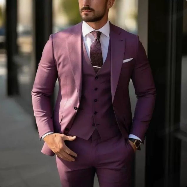Brand Classic Men Suit 3 Pieces Fashion Slim Fit Blazer Vest - Premium Activewear for sale