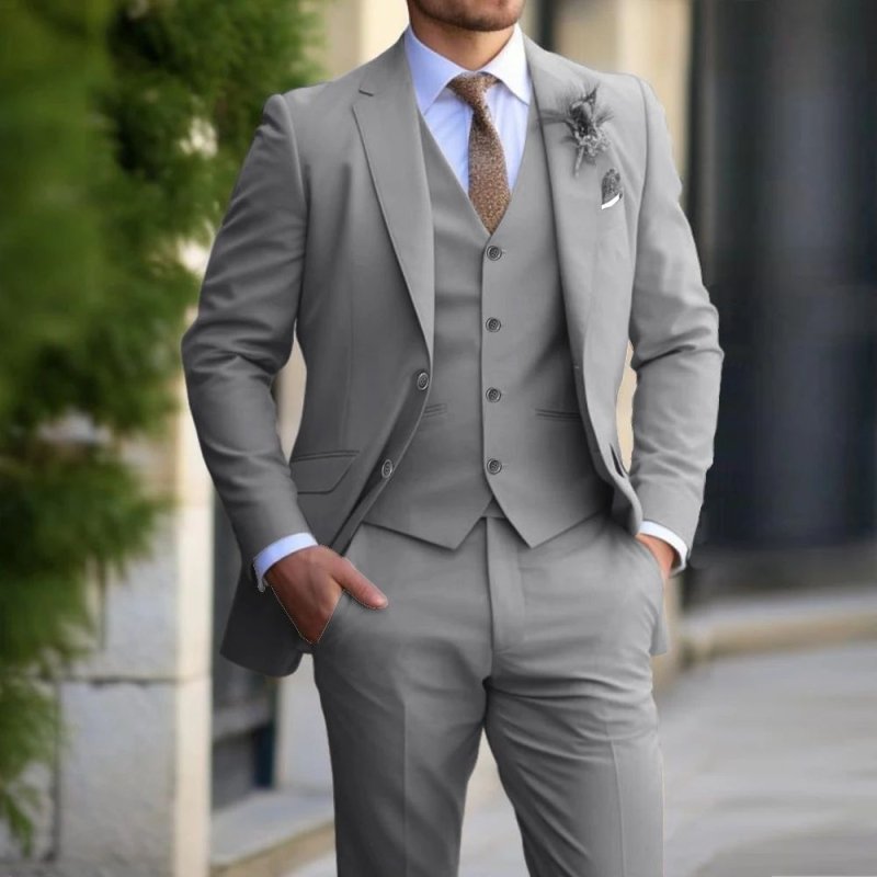 Brand Classic Men Suit 3 Pieces Fashion Slim Fit Blazer Vest - Premium Activewear for sale