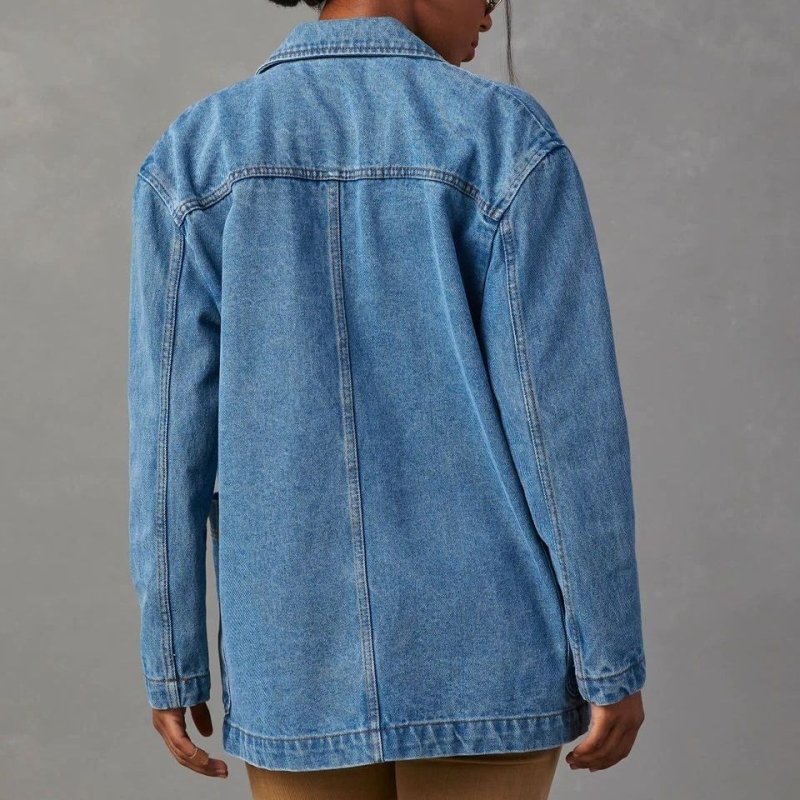 Casual Washed Out Blue Denim Women Blazer Women