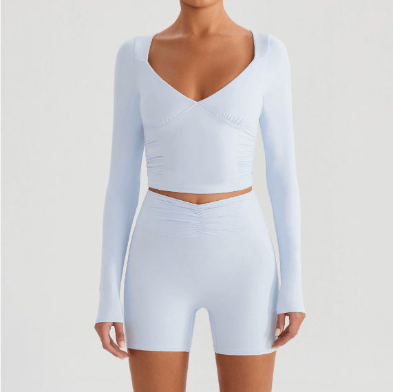 Deep V Plunge Neck Yoga Top - Backless Workout Jacket - Premium for sale