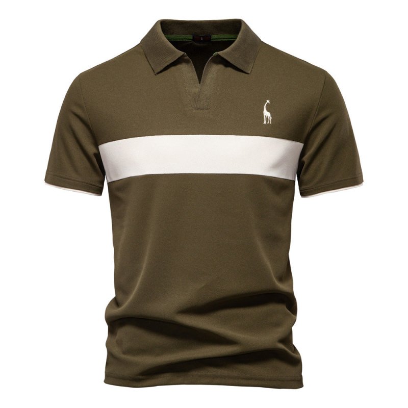 Deer Embroidered Men's Polo Shirt – Short Sleeve Lapel T-Shirt - Premium Activewear for sale