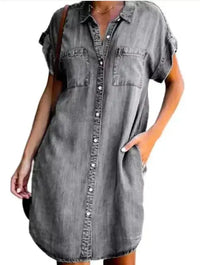 Fashion Loose Short Sleeve Denim Skirt - Premium Skirts for sale