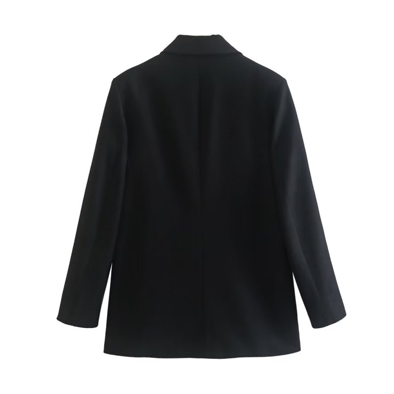 Early Autumn Solid Color Loose Double Breasted Blazer