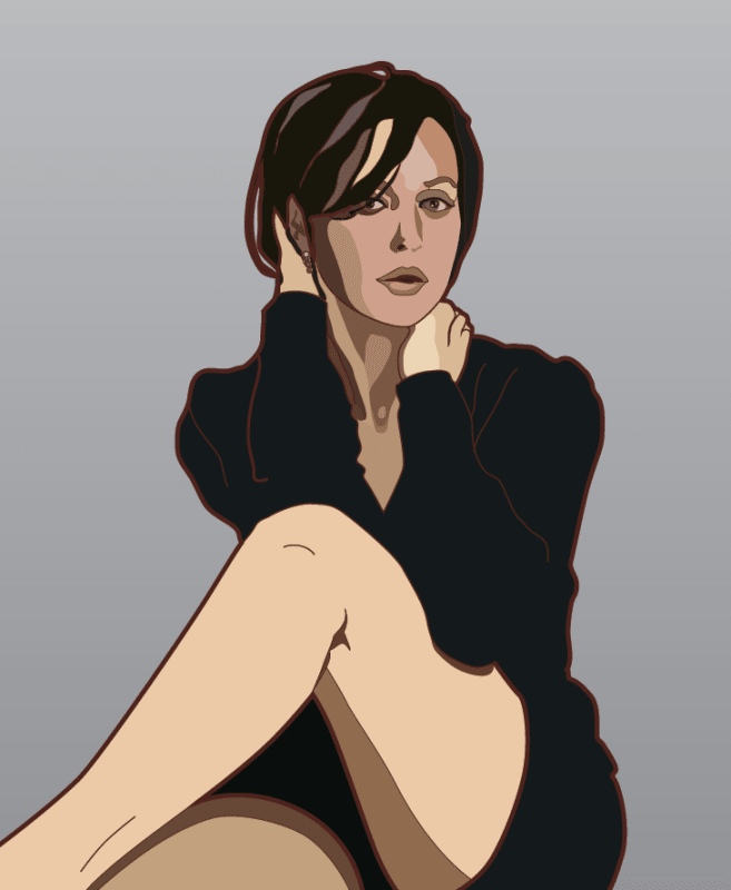 Elegant Fashion Model Portrait - Minimalist Vector Art Digital Download - Premium Digital Products for sale