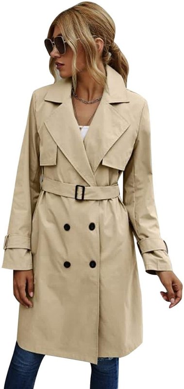 European And American Autumn Women's Double Breasted Fashion Casual Trench Coat