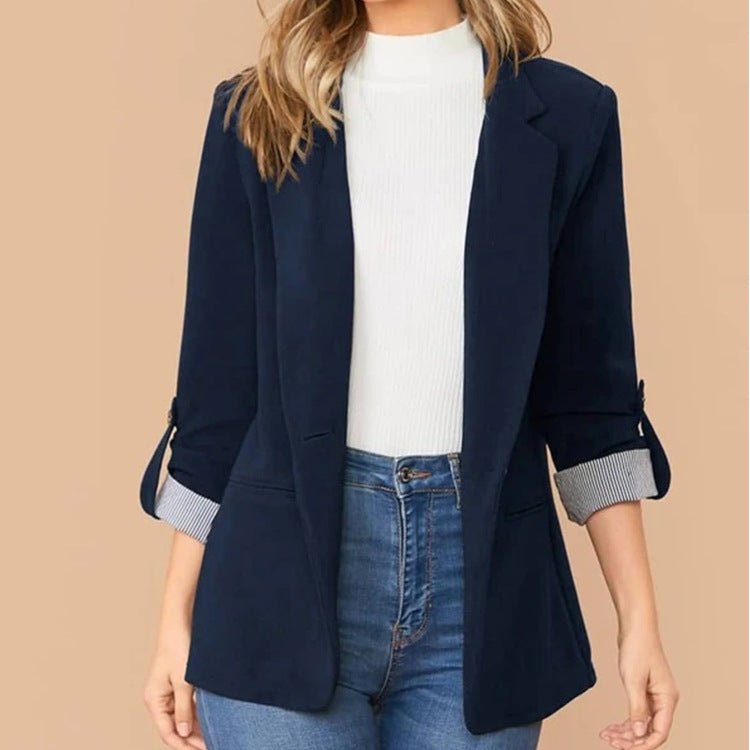 Fall Winter Stitching Collared Slim Fit Graceful Blazer Outerwear