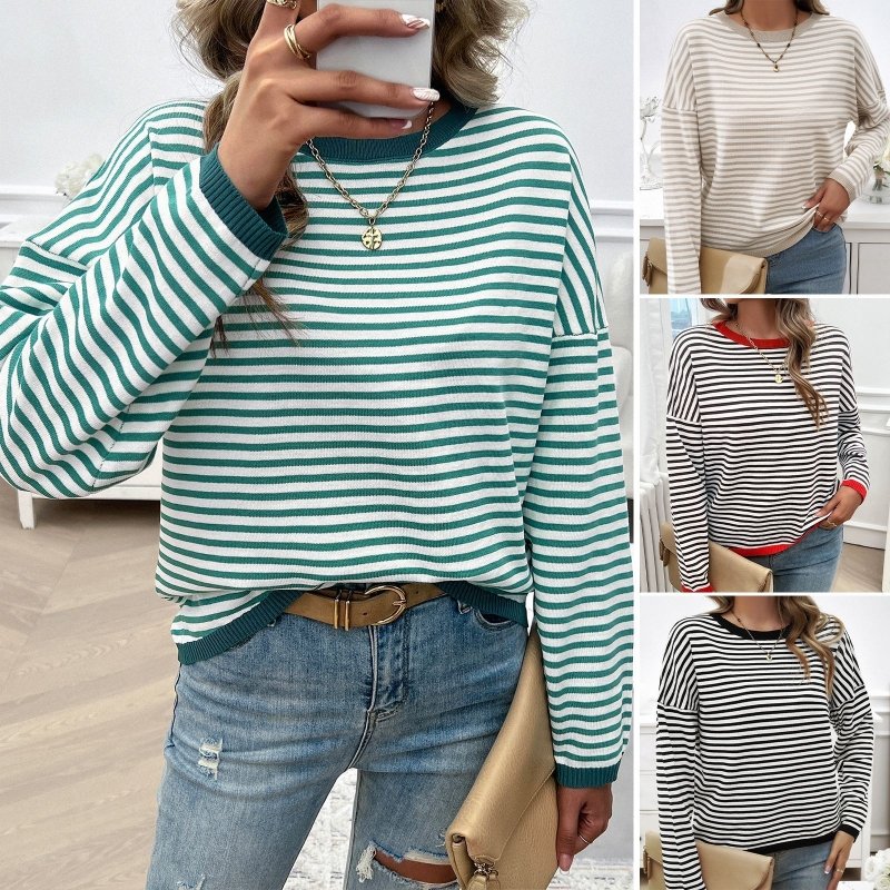 Fashion Women's Wear Round Neck Striped Sweater