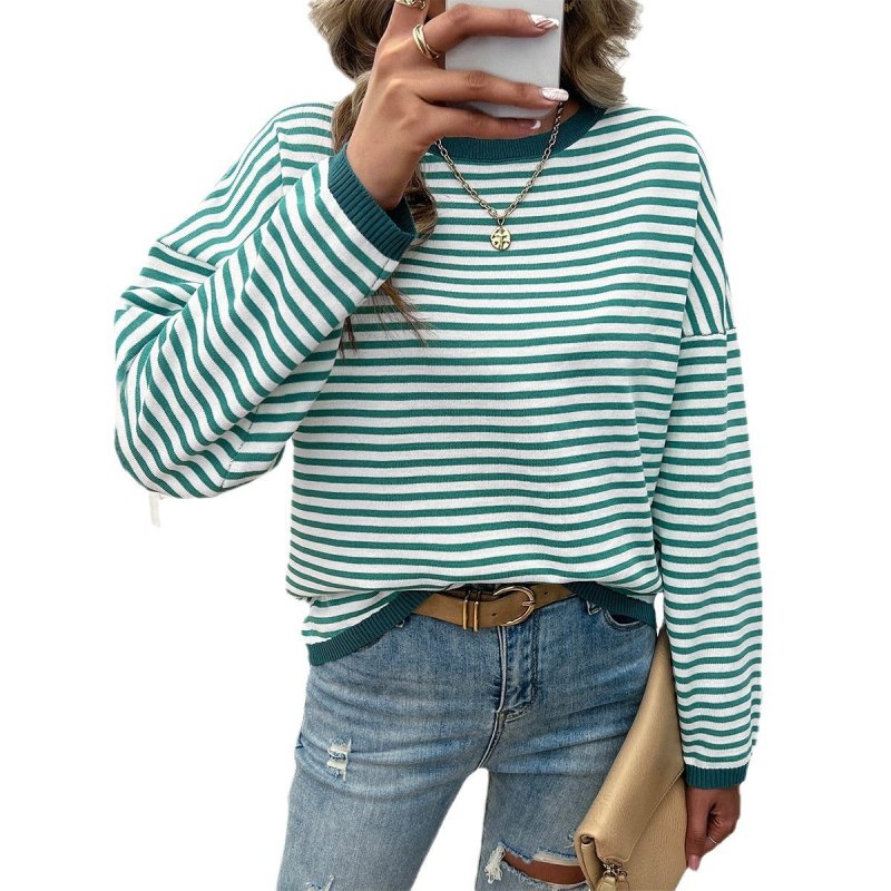 Fashion Women's Wear Round Neck Striped Sweater