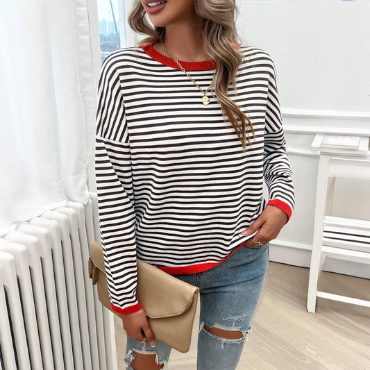 Fashion Women's Wear Round Neck Striped Sweater