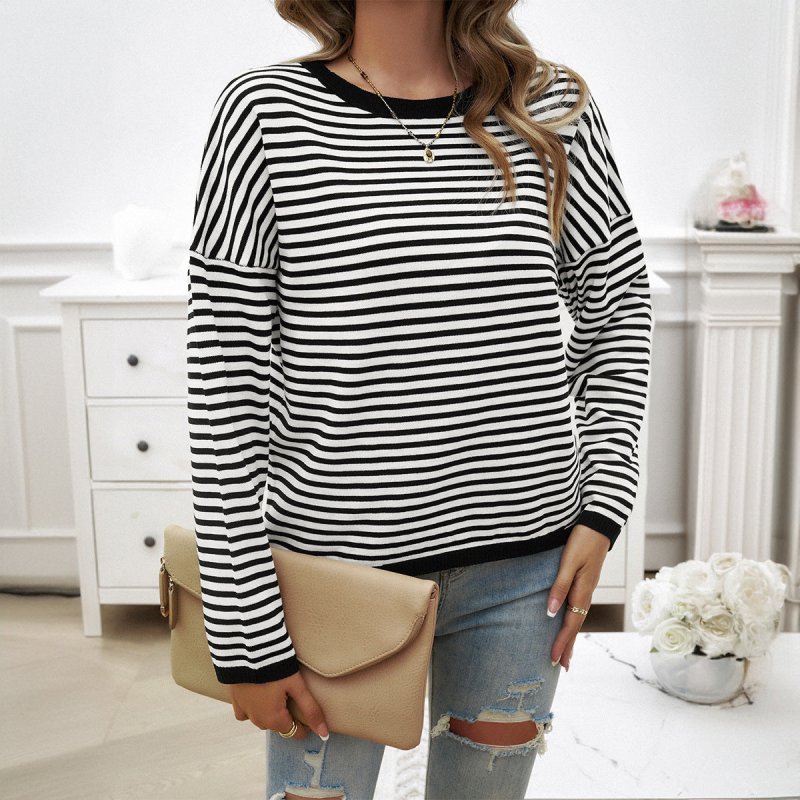 Fashion Women's Wear Round Neck Striped Sweater