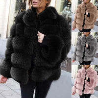 Faux fur stitching women's jacket - Premium Coats & Jackets for sale
