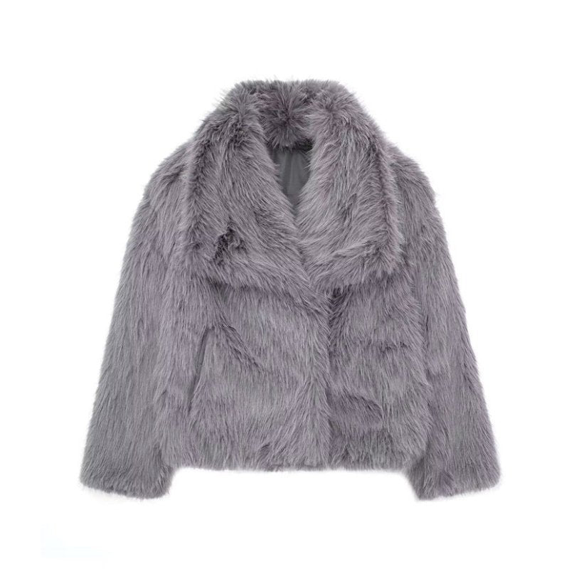 Fur Large Collared Artificial Fur Coat Short Fox Fur Fur Coat Fluffy Plush Women Clothing