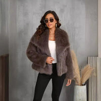 Fur Large Collared Artificial Fur Coat Short Fox Fur Plush Women Clothing - Premium Coats & Jackets for sale