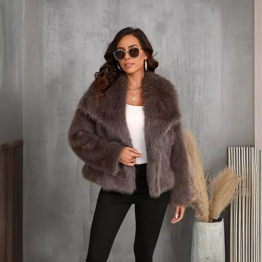 Fur Large Collared Artificial Fur Coat Short Fox Fur Fur Coat Fluffy Plush Women Clothing