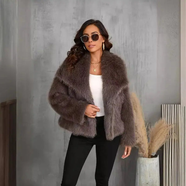 Fur Large Collared Artificial Fur Coat Short Fox Fur Plush Women Clothing - Premium Coats & Jackets for sale