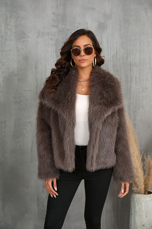 Fur Large Collared Artificial Fur Coat Short Fox Fur Fur Coat Fluffy Plush Women Clothing