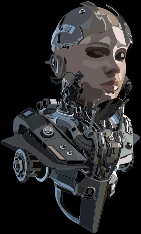 Futuristic AI Robot Portrait - Sci - Fi Vector Art Digital Download - Premium Digital Products for sale