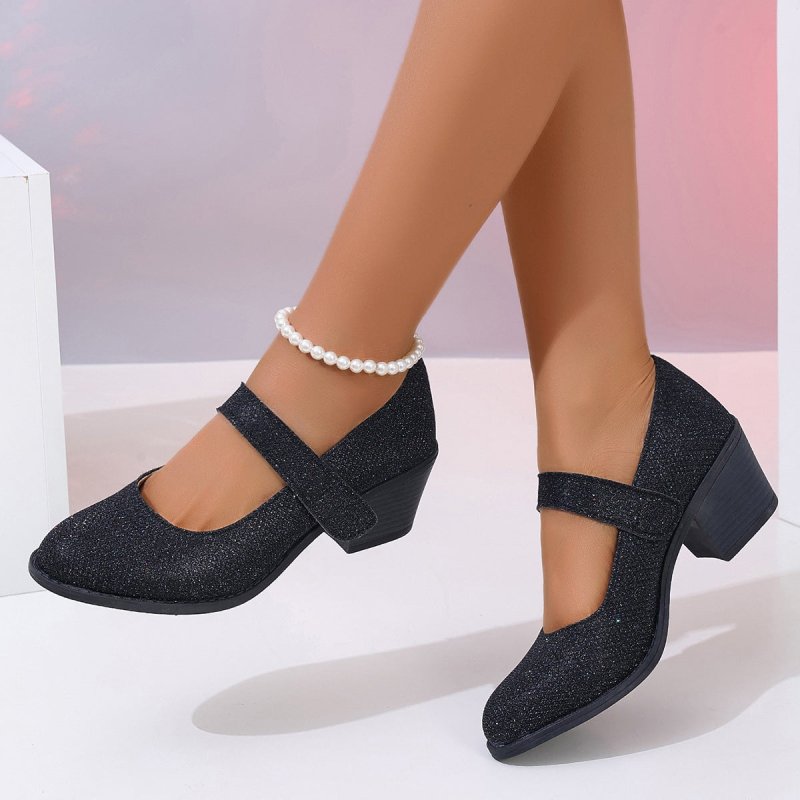 GREAT Chunky Heel Height Increasing Women Pumps Solid Color Comfort Women High Heel Single Layer Shoes High Heels