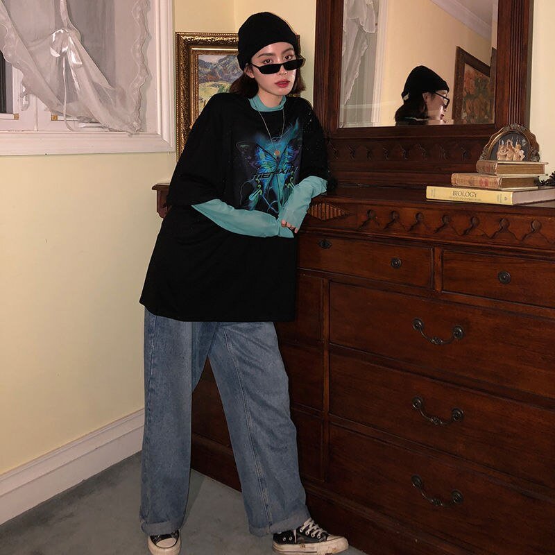 Harajuku Butterfly Print T-Shirt - Bold Graphic Streetwear Tee - Premium Activewear for sale