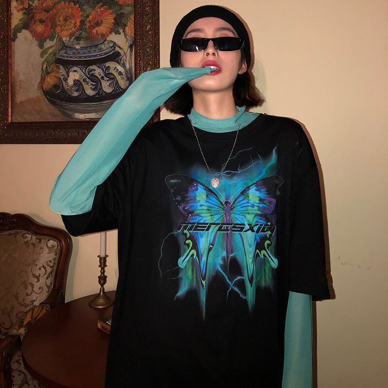 Harajuku Butterfly Print T-Shirt - Bold Graphic Streetwear Tee - Premium Activewear for sale