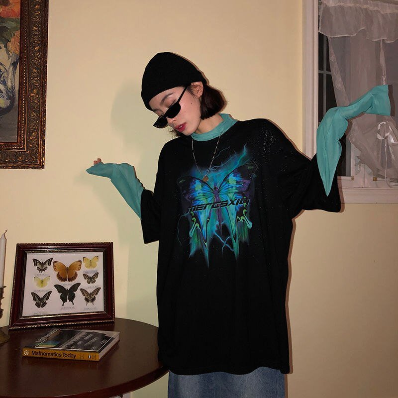 Harajuku Butterfly Print T-Shirt - Bold Graphic Streetwear Tee - Premium Activewear for sale