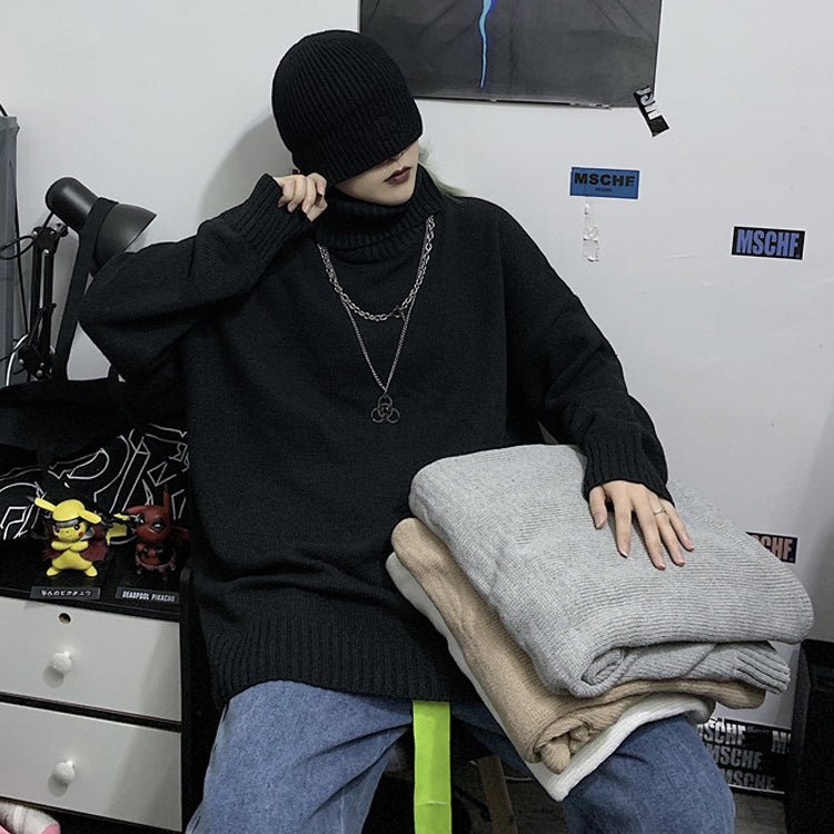 Harajuku Style Turtleneck Sweater - Cozy Streetwear Knit - Premium Activewear for sale